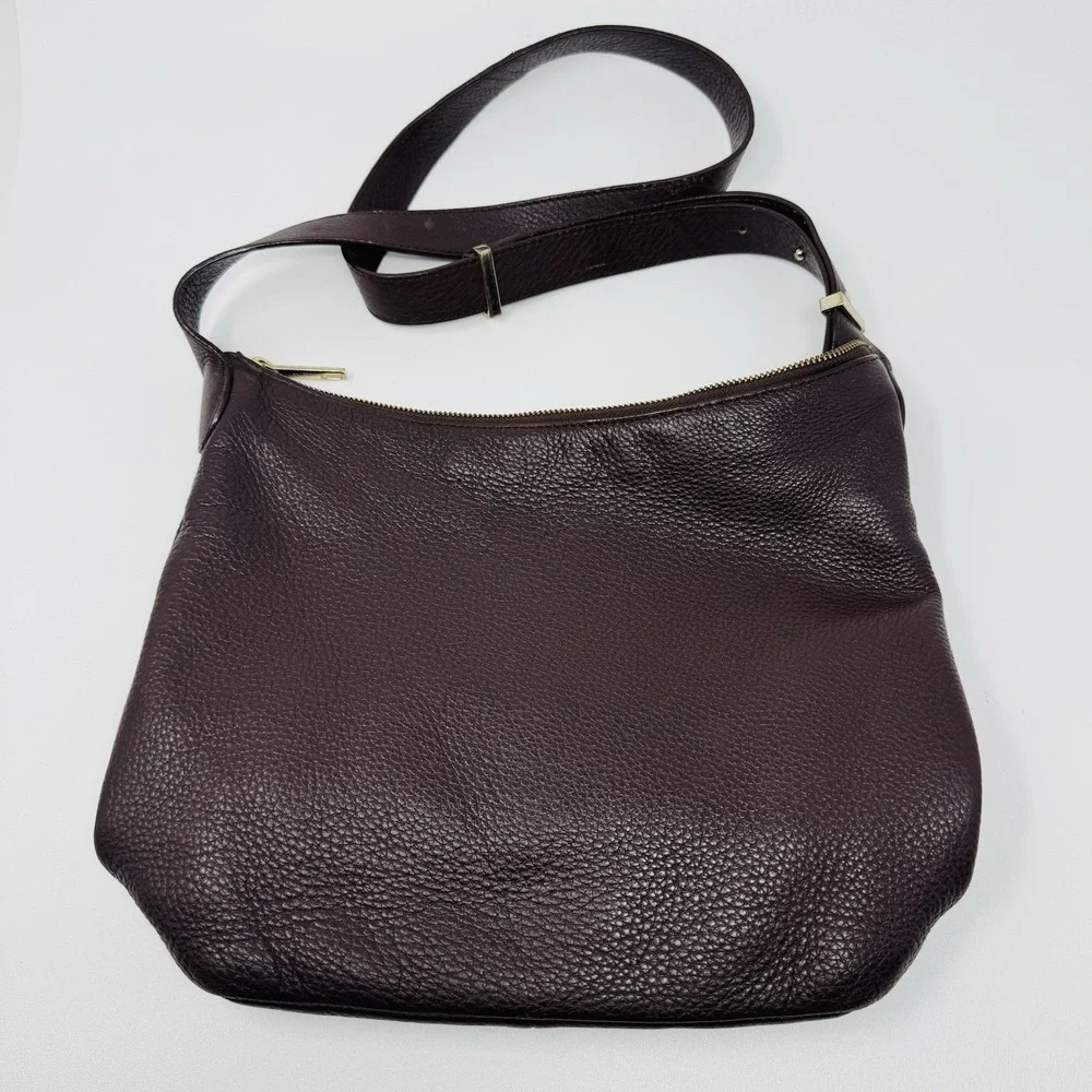 Talbots Leather Shoulder Bag Womens One Size Brown‎ Hobo Purse Zip Classic